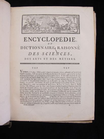 DIDEROT et D'ALEMBERT. Encyclopédie ou dictionnaire...