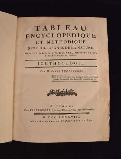 BONNATERRE (Abbé). Tableau encyclopédique...