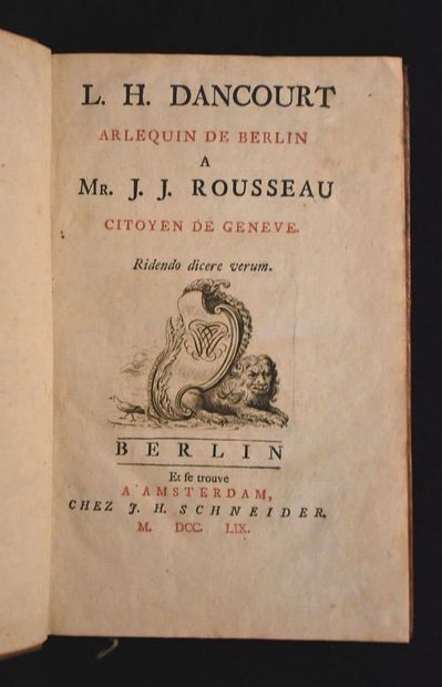 DANCOURT (L. H.). Arlequin de Berlin, à Mr...