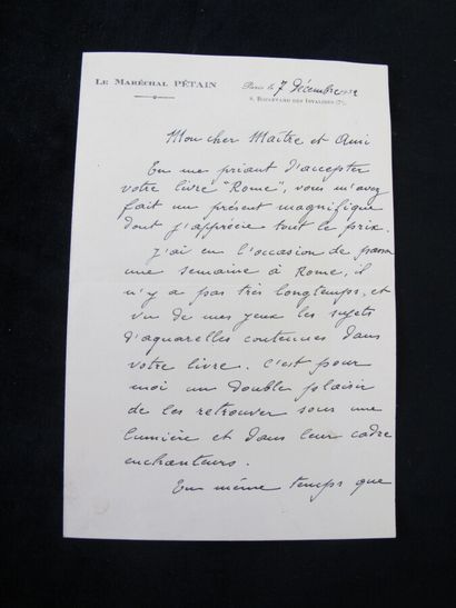 PÉTAIN (Philippe). Lettre autographe signée...