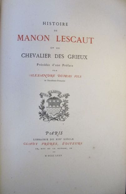 PRÉVOST (Abbé). Histoire de Manon Lescaut....