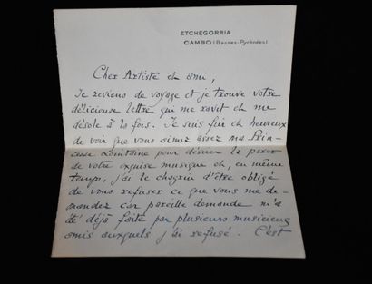 JACOB (Max). Lettre a. s., pliée, sous env.,...