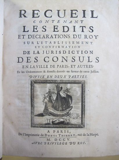 PARIS - ACTES ROYAUX. Recueil contenant les...