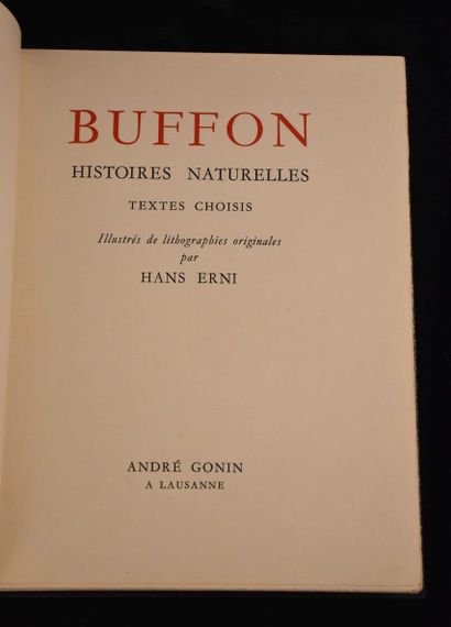BUFFON. Histoires naturelles. Textes choisis....