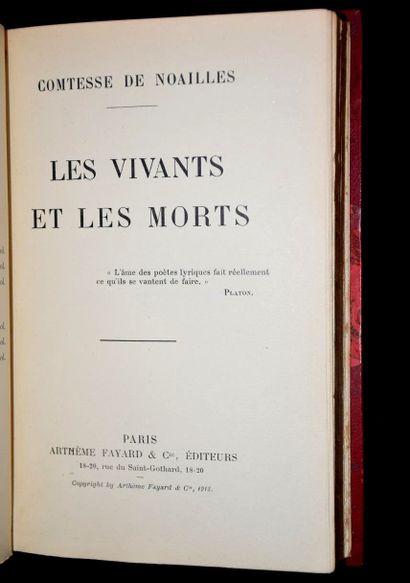 NOAILLES (Comtesse de). Les Vivants et les...