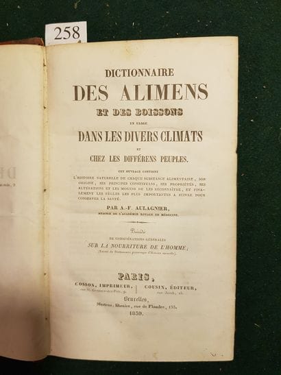 GASTRONOMIE. AULAGNIER. Dictionnaire des...