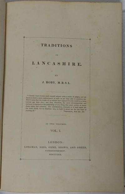 ROBY. Traditions of Lancashire. Londres,...
