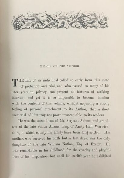 ADAMS (William). Sacred allegories. London,...