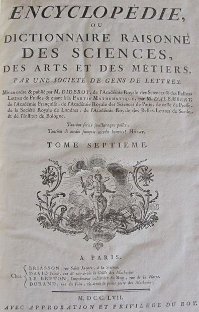 DIDEROT (Denis) et d'ALEMBERT. Encyclopédie,...