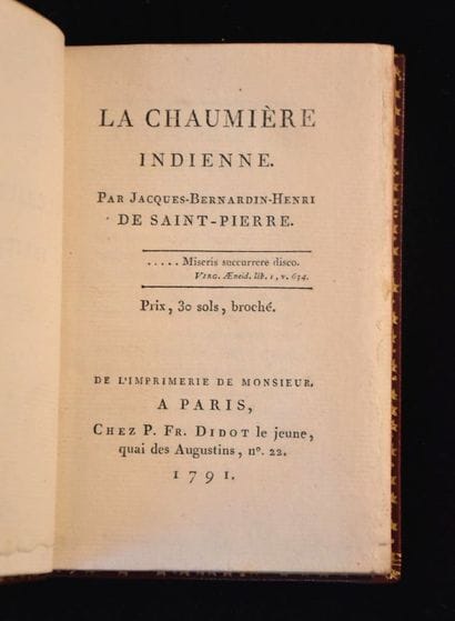 BERNARDIN DE SAINT-PIERRE. La Chaumière indienne....
