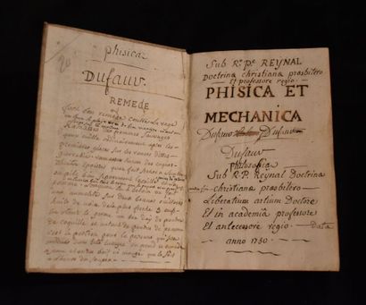 SCIENCES, MANUSCRIT. REYNAL (R. P.). Phisica...