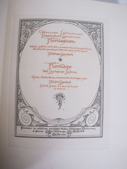 LAMBERT (André). Florilège des lyriques latins....