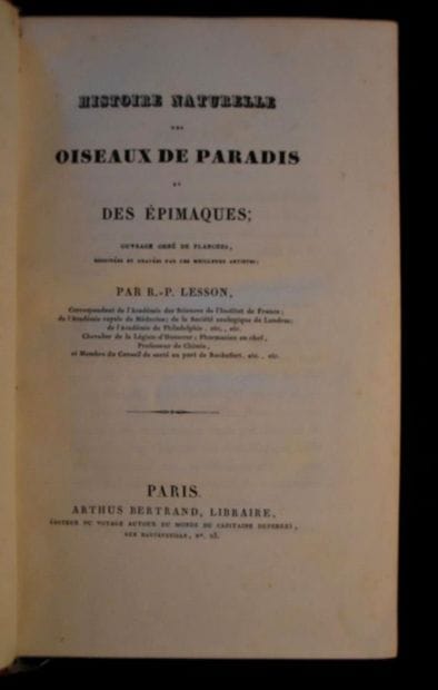 LESSON (René-Primevère). Histoire naturelle...