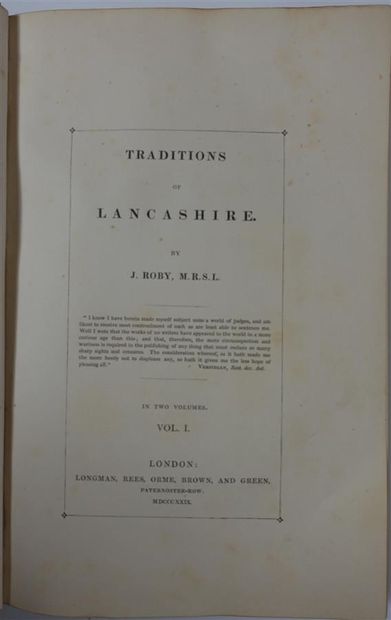 ROBY. Traditions of Lancashire. Londres,...