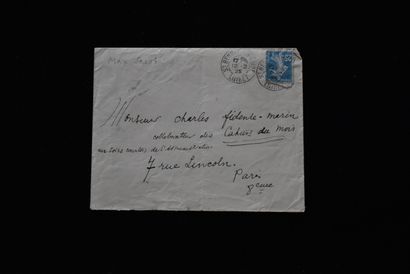 JACOB (Max). Lettre a. s., pliée, sous env.,...