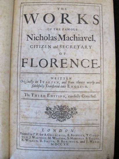 MACHIAVEL (Nicolas). The works. Londres,...