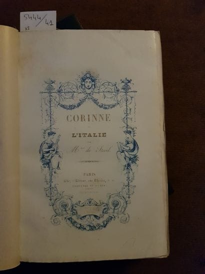 STAËL (Madame de). Corinne ou l'Italie. Paris,...
