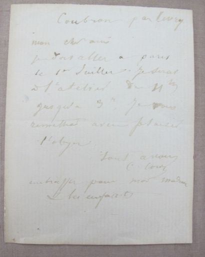 AUTOGRAPHES. COROT (Camille). Billet autographe...
