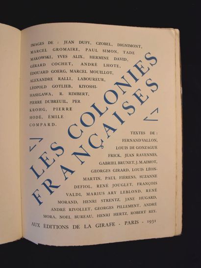 COLONIES (Les) françaises. Paris, La Girafe,...