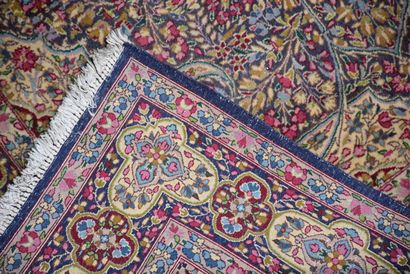 Tapis Kirman (chaîne et trame en coton, velours...