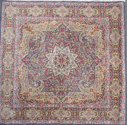 Tapis Kirman (chaîne et trame en coton, velours...