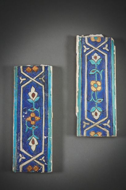 Deux carreaux de bordure, Asie centrale timouride,...