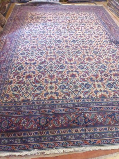 Tapis Tebriz (chaîne et trame en coton, velours...
