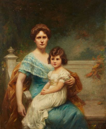CABANNE Édouard (1857-1942) 

Portrait mère-fille...