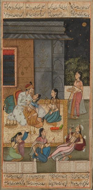 Deux folios de manuscrit illustrés, Inde...