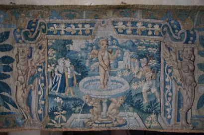 Bandeau de cheminée en tapisserie à décor...
