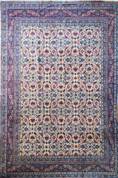Tapis Tebriz (chaîne et trame en coton, velours...