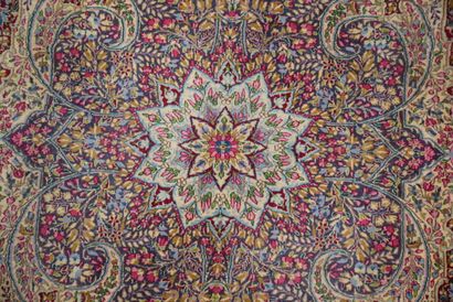 Tapis Kirman (chaîne et trame en coton, velours...