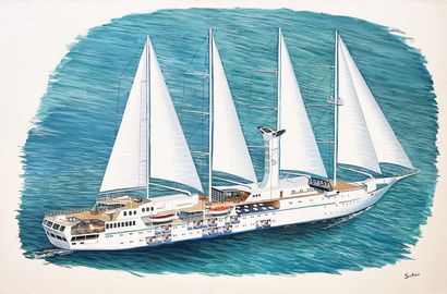 The Wind Song gouache signed Michel Schou...