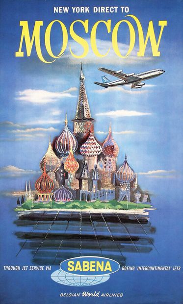 New York Direct to Moscow Sabena Jet Service...