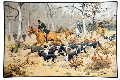 Chasse à Courre Un cerf Poursuivit par la...