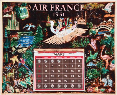 Air France 1951 CalendarHubert BailleParisVintage...