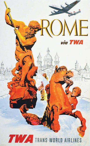 Rome Via TWA Trans World AirlinesLitho in...