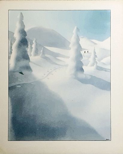 Deux skieurs1 Affiche Non-Entoilée / Vintage...