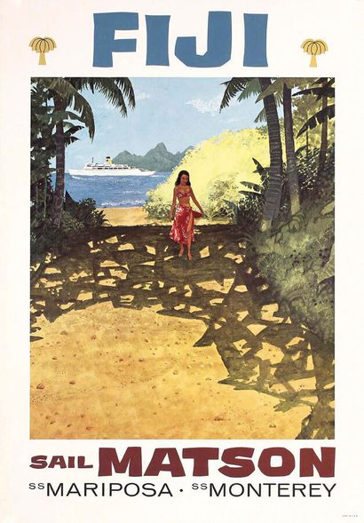 Fiji Sail Matson Mariposa MontereyLitho in...