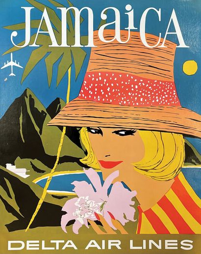 Jamaica Delta Air Lines Poster on Linnen...