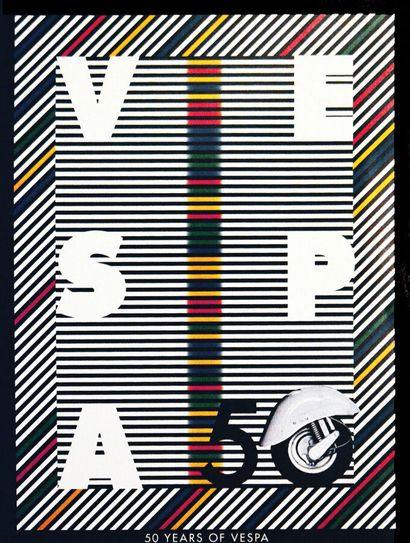 Vespa 50 Years Of Vespa Poster on Linnen...