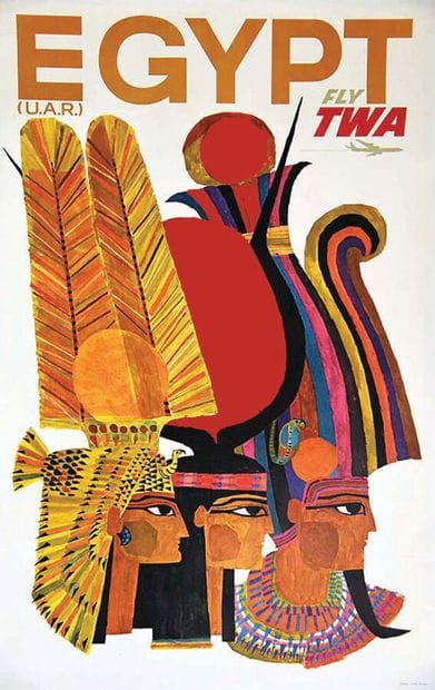 Egypt fly TWA U.A.R.Litho.U.S.A. Poster on...