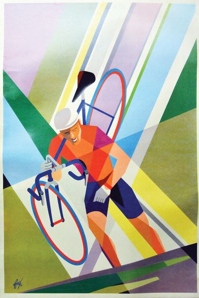 Cyclist Poster on canvas/ Vintage Poster...