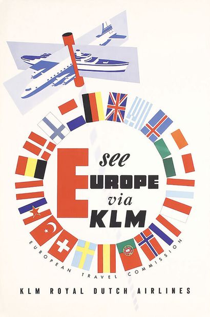 KLM See Europe Via KLM1 Poster Non-Entoilée...