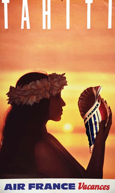 Tahiti Air France1 Poster Non-Entoile / Vintage...
