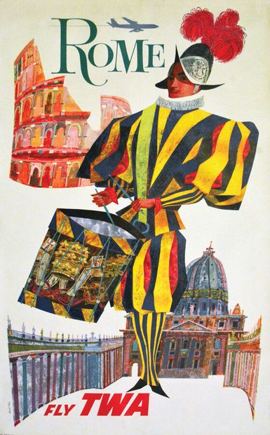 Rome Fly TWA Garde SuisseU.S.A.1 Poster Non-Entoilée...