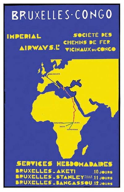 Bruxelles Congo - Impérial Airways Affiche...