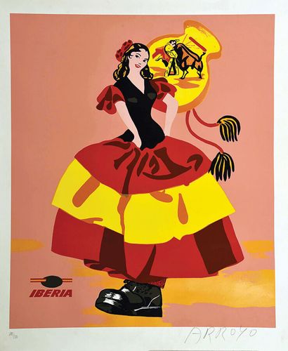 Iberia Affiche signé au crayon par Aroyo...