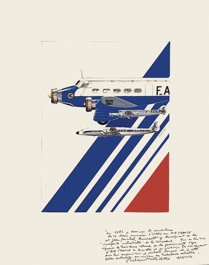Air France Icare N° 106 Gouache signed and...