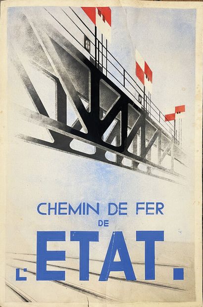 State Railroad Gouache circa 1930Gouache...